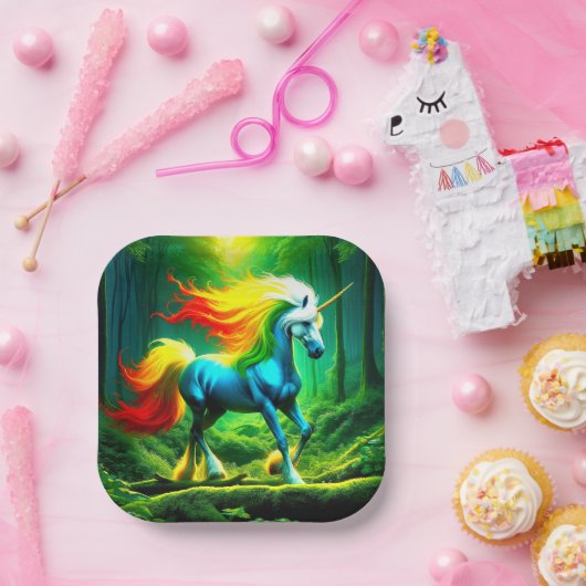 Assiettes En Carton Unicorne (Fête)