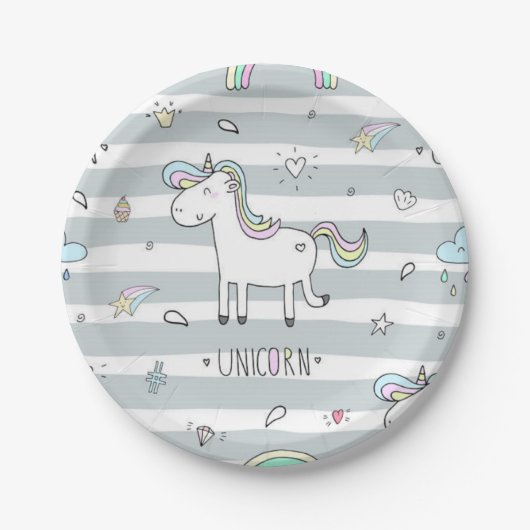 Assiettes En Carton Unicorne (Devant)
