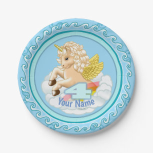 Assiettes En Carton Unicorne 4 ans Plaques papier Anniversaire
