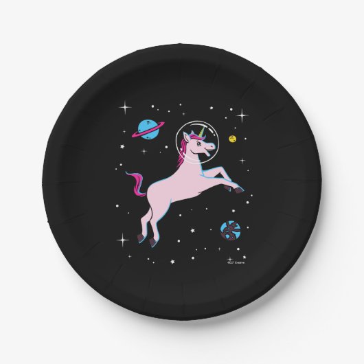 Assiettes En Carton Unicorne Animaux Dans L'Espace (Devant)