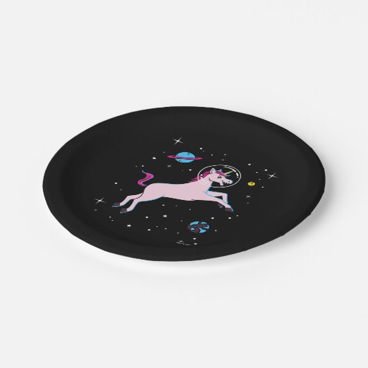 Assiettes En Carton Unicorne Animaux Dans L'Espace (Angle)