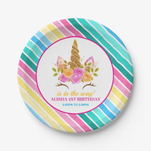 Assiettes En Carton Unicorne Anniversaire 1er Anniversaire