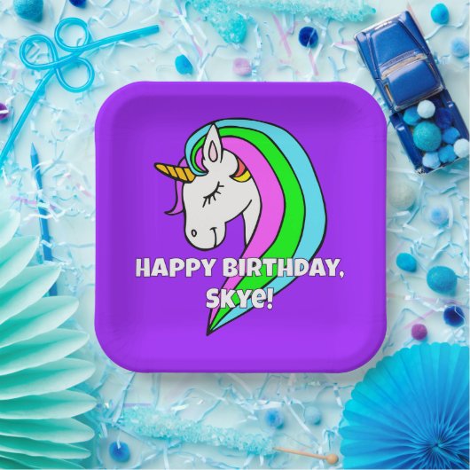 Assiettes En Carton Unicorne arc-en-ciel (Fête)