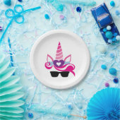 Assiettes En Carton Unicorne avec Plaques de papier à thème ponctué (Fête)