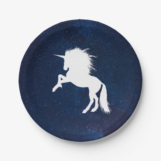 Assiettes En Carton Unicorne dans l'espace Galaxy Milkyway Stars (Devant)