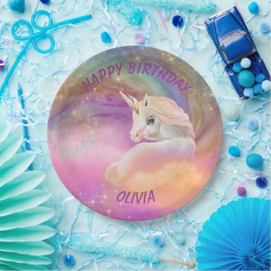 Assiettes En Carton Unicorne de Sparkly Rainbow (Fête)