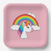 Assiettes En Carton Unicorne et arc-en-ciel avec nuages Kawaii (Recto)