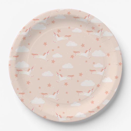 Assiettes En Carton Unicorne et étoiles (Devant)