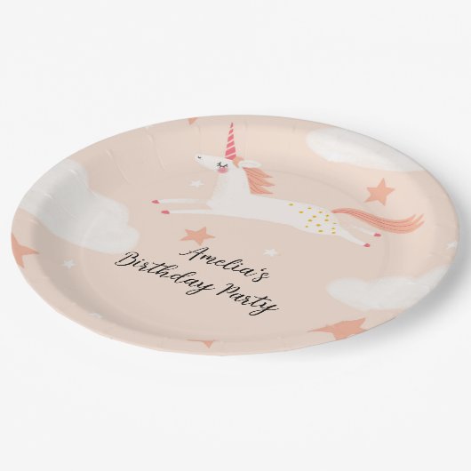 Assiettes En Carton Unicorne et étoiles (Angle)