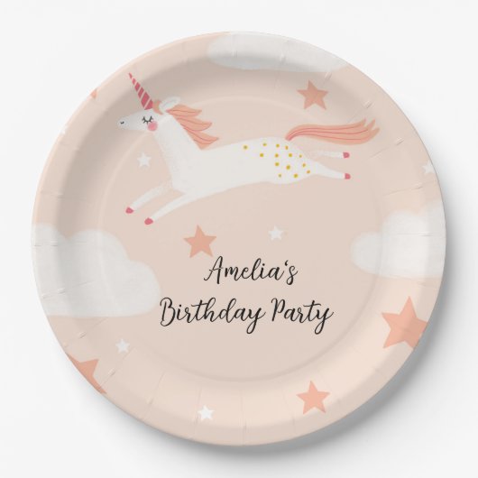 Assiettes En Carton Unicorne et étoiles (Devant)