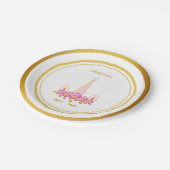 Assiettes En Carton Unicorne, Etoile, Fleurs et Confetti d'or (Angle)