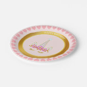 Assiettes En Carton Unicorne, Fleurs & Gold Confetti sur Anniversaire (Angle)