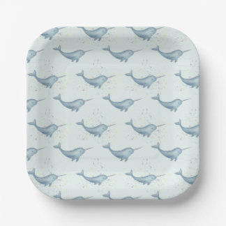 Assiettes En Carton Unicorne marine Narwhal