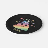Assiettes En Carton Unicorne Personnalisée Rainbow Poop Emoji (Angle)