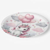 Assiettes En Carton Unicorne rose (Angle)