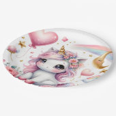 Assiettes En Carton Unicorne rose (Angle)