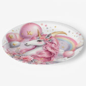 Assiettes En Carton Unicorne rose (Angle)