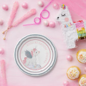 Assiettes En Carton Unicorne rose avec ailes Plaque papier d'anniversa (Fête)