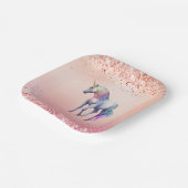 Assiettes En Carton Unicorne rose or rose (Angulaire)