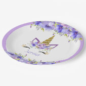 Assiettes En Carton Unicorne violet frais Décorations d'anniversaire (Angle)