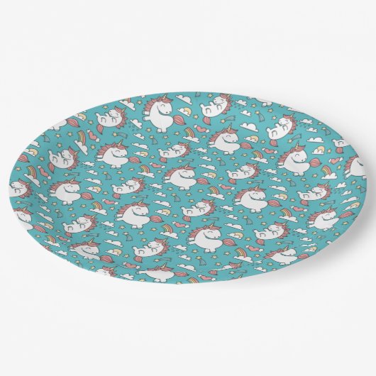 Assiettes En Carton Unicornes (Angle)