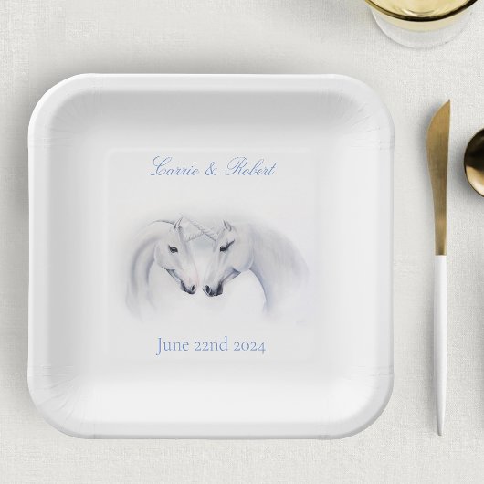 Assiettes En Carton Unicornes blanches Aimer Couple