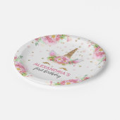 Assiettes En Carton Unicornes en fleurs (Angle)