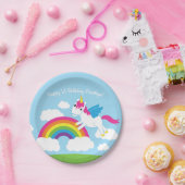 Assiettes En Carton Unicorns & Rainbows Mignonne 1er Anniversaire Thèm (Fête)