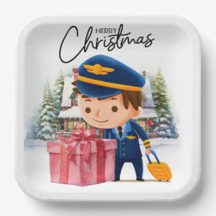 Assiettes En Carton Uniforme pilote avec thème de Noël