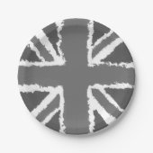 Assiettes En Carton Union Jack Art Gris Tons Mur Monté (Devant)