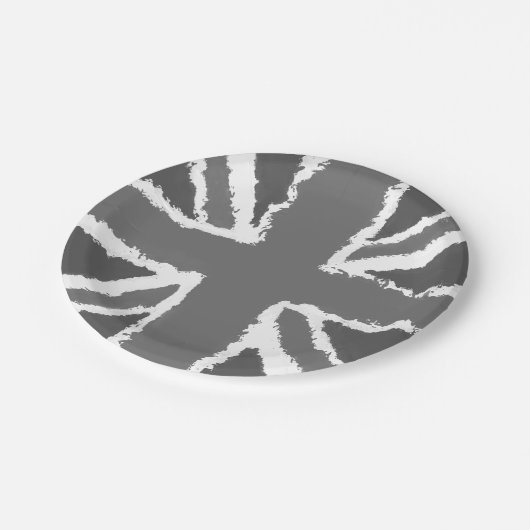 Assiettes En Carton Union Jack Art Gris Tons Mur Monté (Angle)