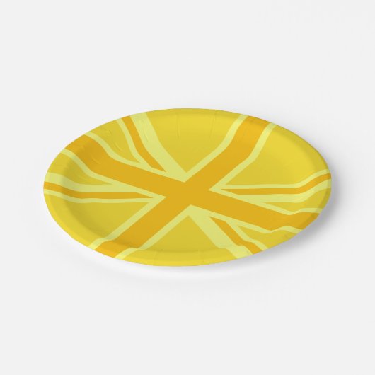 Assiettes En Carton Union Jack jaune vif (Angle)