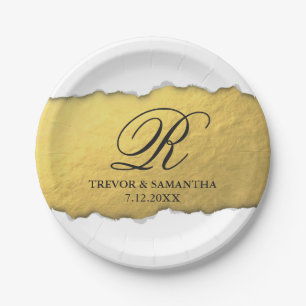 Assiettes En Carton Unique Éclairage Éclairage Faux Gold Foil Lettres 