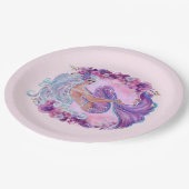 Assiettes En Carton Unique en sirène rose (Angle)