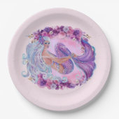 Assiettes En Carton Unique en sirène rose (Devant)