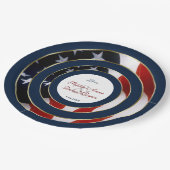 Assiettes En Carton Unique Patriotique Élégant USA Mariage or drapeau (Angle)