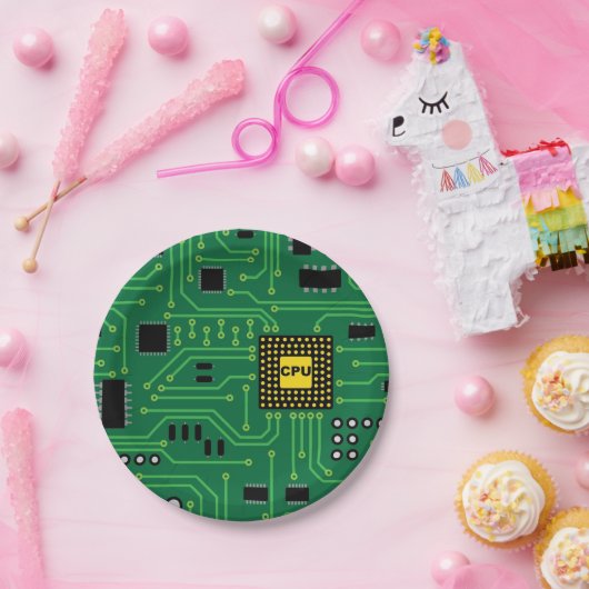 Assiettes En Carton Unité centrale de traitement nerd I de carte       (Fête)