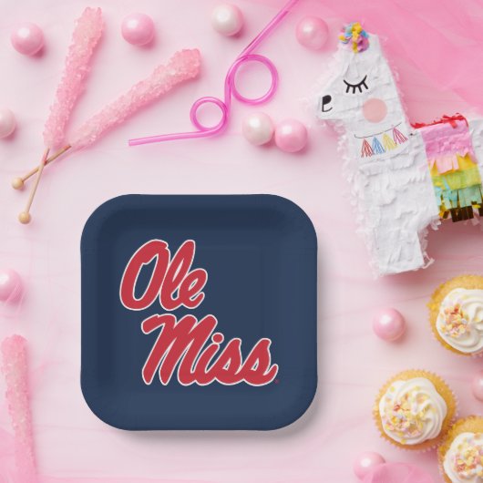 Assiettes En Carton Université du Mississippi | Ole Miss Script (Fête)