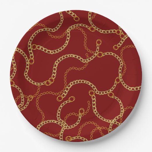 Assiettes En Carton Urban Gold Chains Baroque Pattern (Devant)