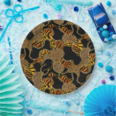 Assiettes En Carton Urban Jungle Animal Print On Black (Fête)