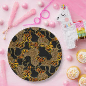 Assiettes En Carton Urban Jungle Animal Print On Black (Fête)