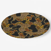 Assiettes En Carton Urban Jungle Animal Print On Black (Angle)