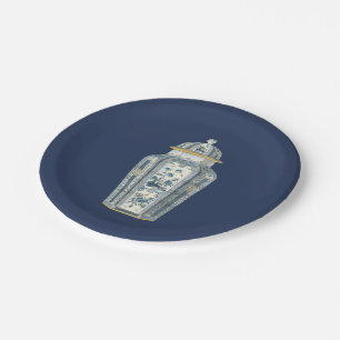 Assiettes En Carton Urne asiatique décorative dans bleu et blanc