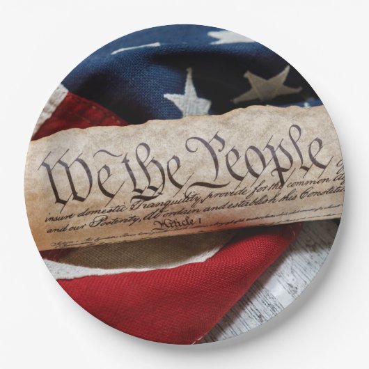 Assiettes En Carton US Constitution and Flag (Devant)