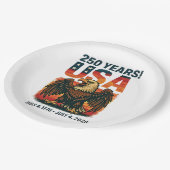 Assiettes En Carton USA 250 Years – Patriotic Bald Eagle July 4th 2026 (Angle)