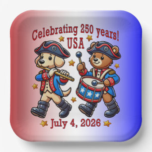 Assiettes En Carton USA 250th Anniversary Souvenir - Patriotique