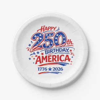 Assiettes En Carton USA America 250th Anniversary Patriotic