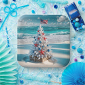 Assiettes En Carton USA Flag Christmas Tree (Fête)