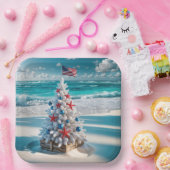 Assiettes En Carton USA Flag Christmas Tree (Fête)