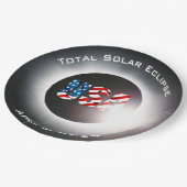 Assiettes En Carton USA FLAG Total éclipse solaire 8 avril 2024 (Angle)